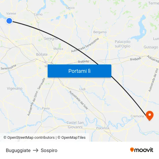 Buguggiate to Sospiro map