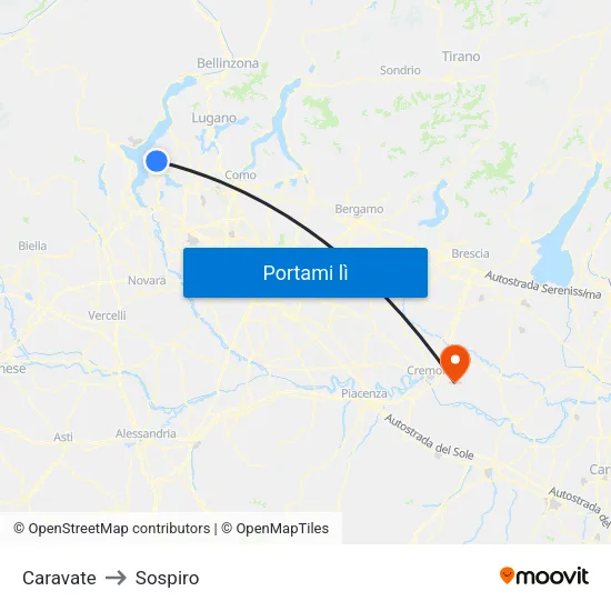 Caravate to Sospiro map