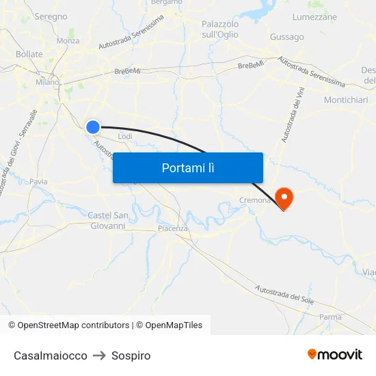 Casalmaiocco to Sospiro map