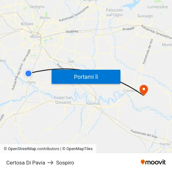 Certosa Di Pavia to Sospiro map