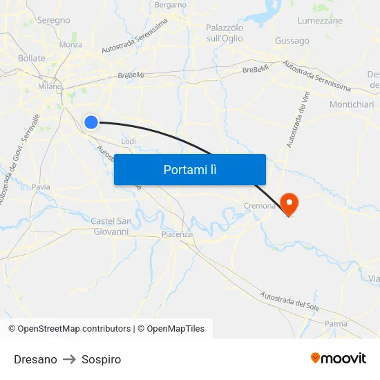 Dresano to Sospiro map