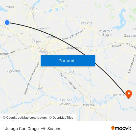 Jerago Con Orago to Sospiro map