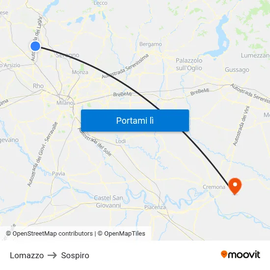 Lomazzo to Sospiro map