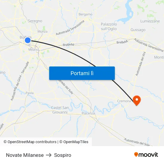 Novate Milanese to Sospiro map