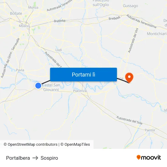 Portalbera to Sospiro map