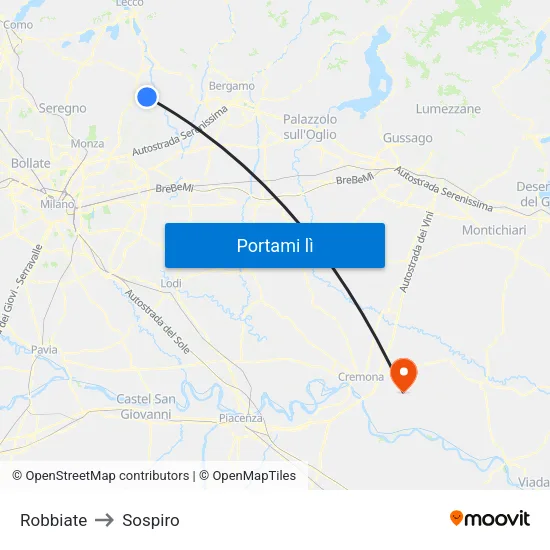 Robbiate to Sospiro map