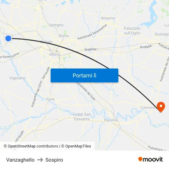 Vanzaghello to Sospiro map