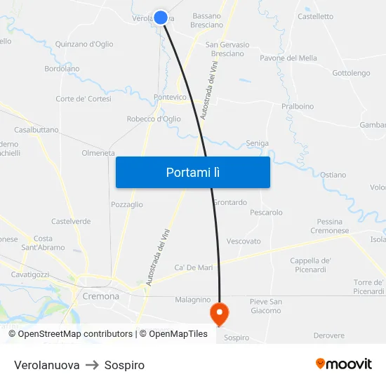 Verolanuova to Sospiro map