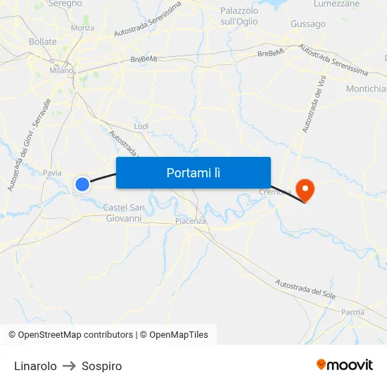 Linarolo to Sospiro map