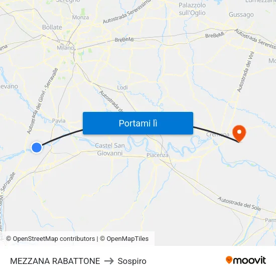 MEZZANA RABATTONE to Sospiro map