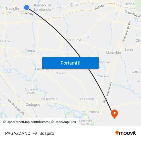 PAGAZZANO to Sospiro map