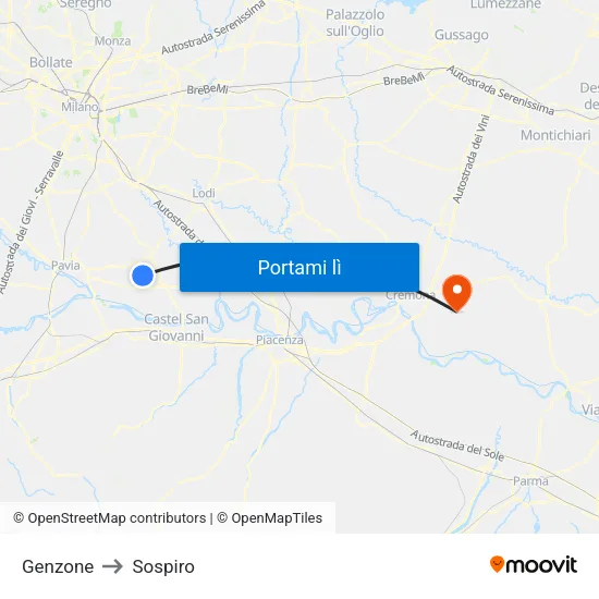 Genzone to Sospiro map