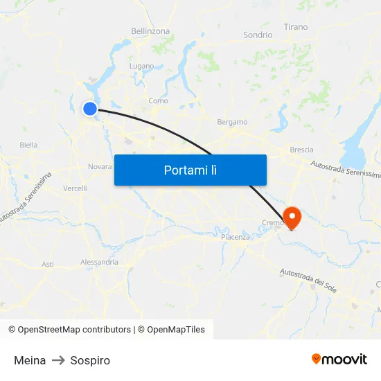 Meina to Sospiro map