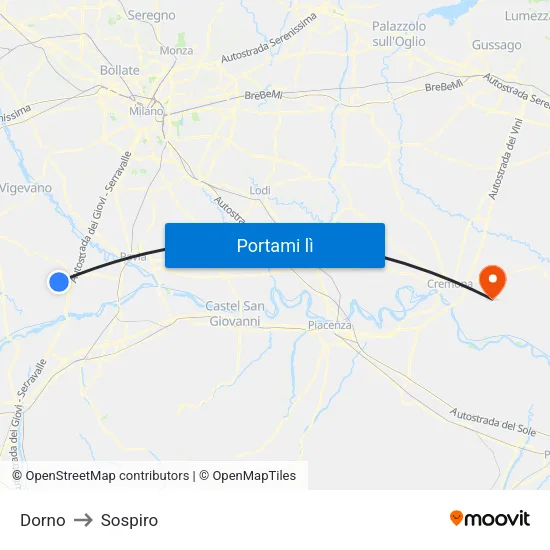 Dorno to Sospiro map