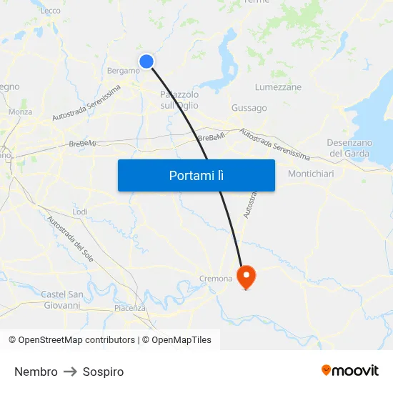 Nembro to Sospiro map