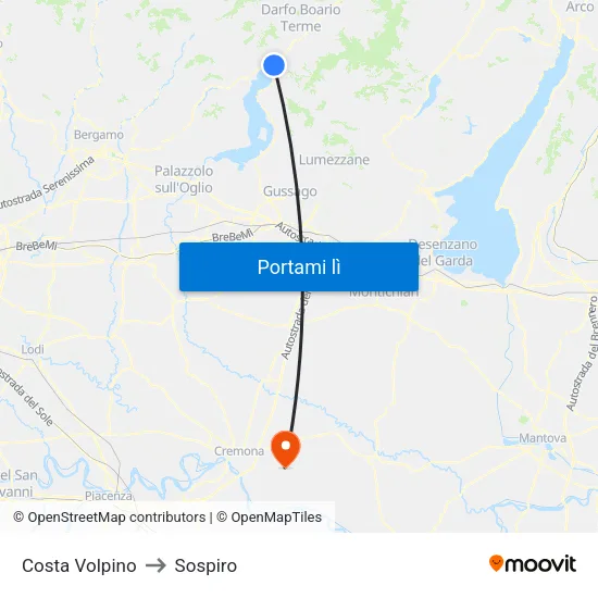 Costa Volpino to Sospiro map