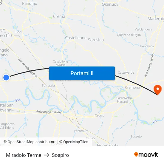 Miradolo Terme to Sospiro map