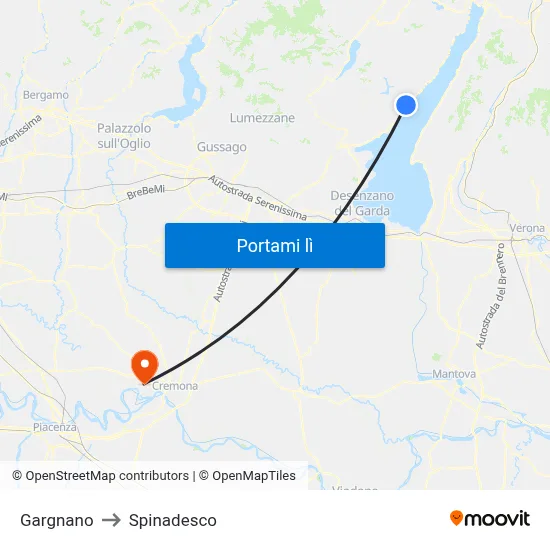 Gargnano to Spinadesco map