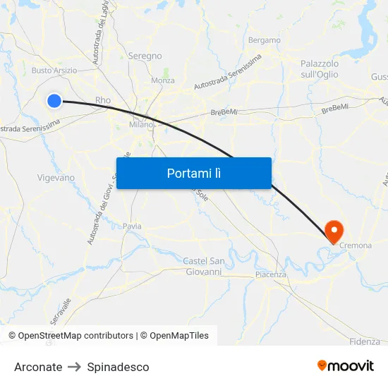 Arconate to Spinadesco map