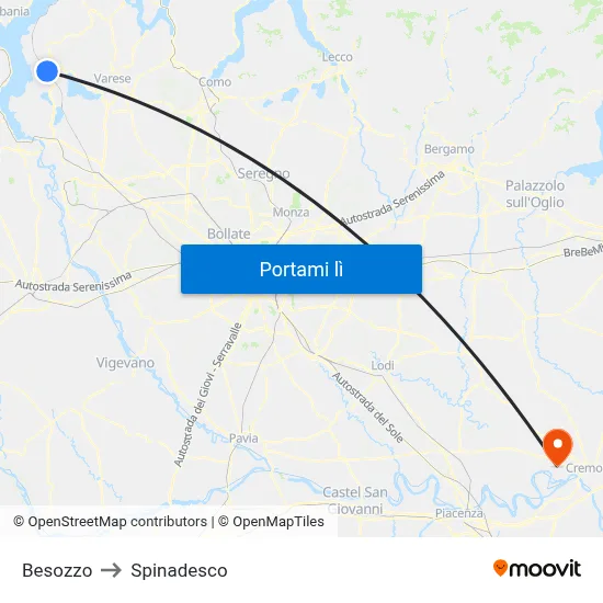 Besozzo to Spinadesco map