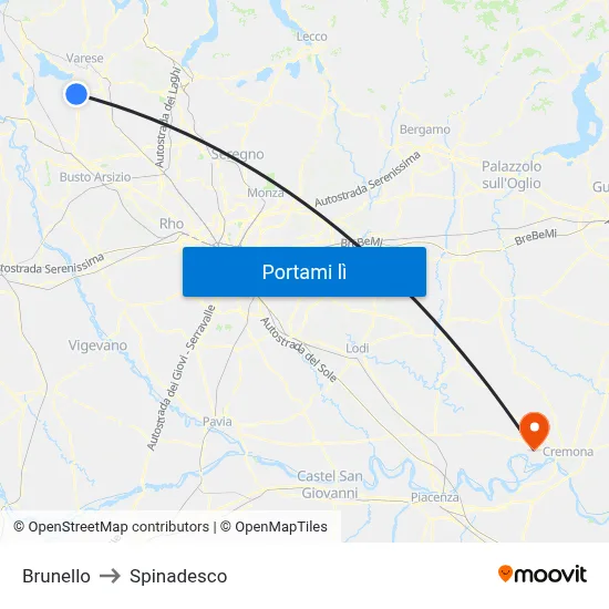 Brunello to Spinadesco map