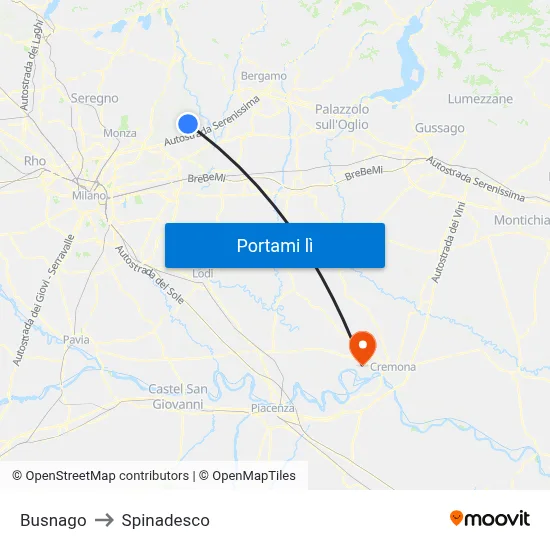Busnago to Spinadesco map
