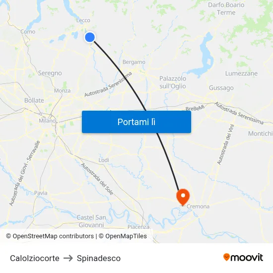Calolziocorte to Spinadesco map