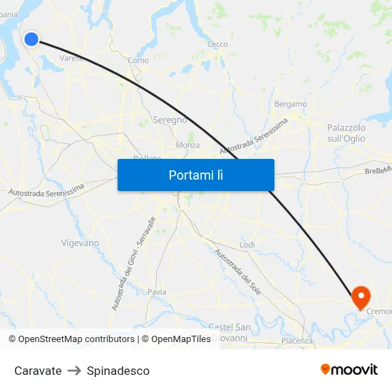 Caravate to Spinadesco map