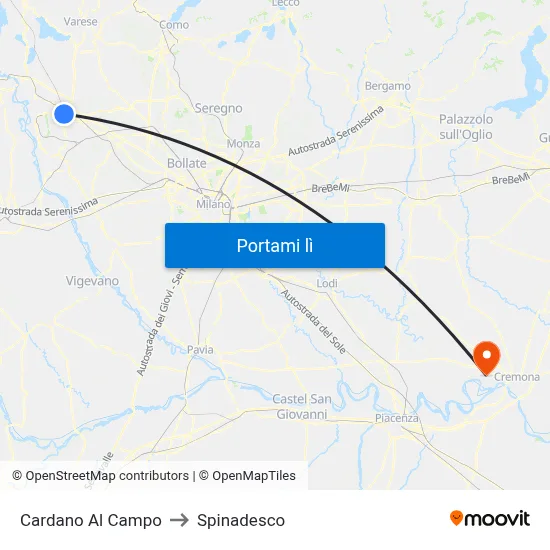 Cardano Al Campo to Spinadesco map