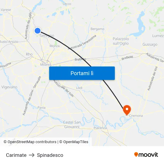 Carimate to Spinadesco map