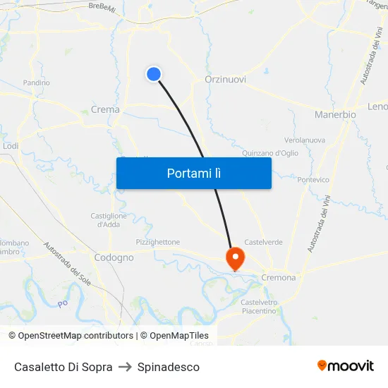 Casaletto Di Sopra to Spinadesco map