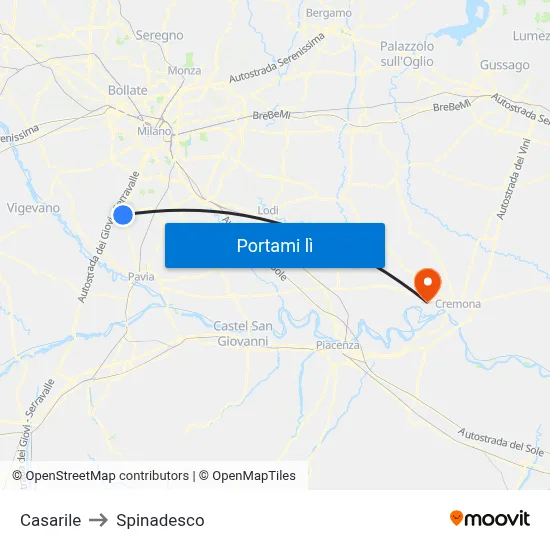 Casarile to Spinadesco map