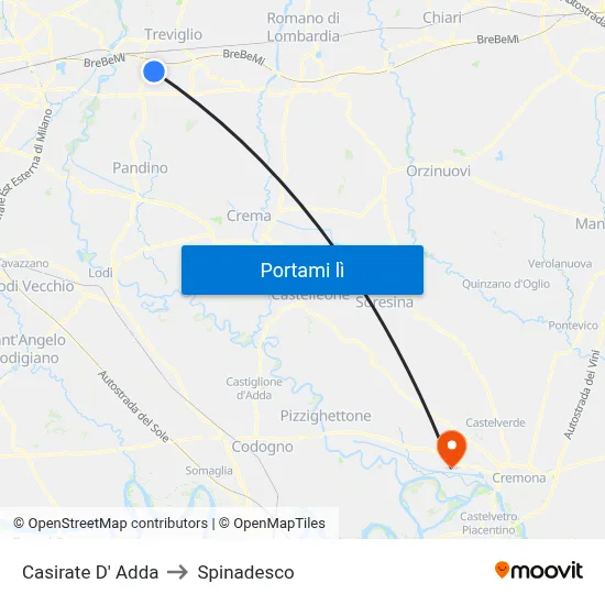 Casirate D' Adda to Spinadesco map