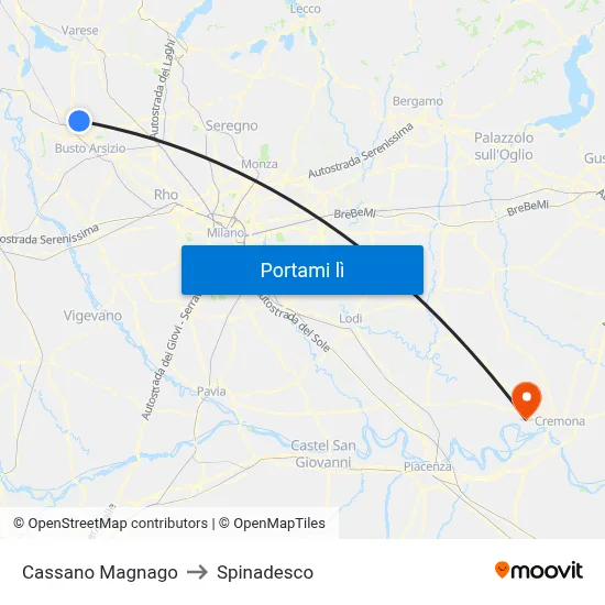 Cassano Magnago to Spinadesco map