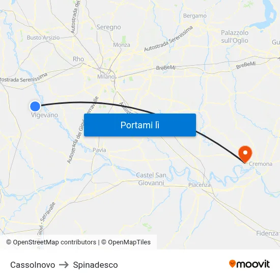 Cassolnovo to Spinadesco map