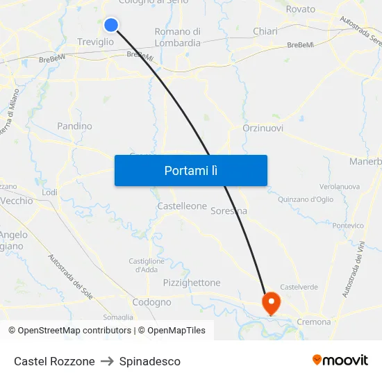Castel Rozzone to Spinadesco map