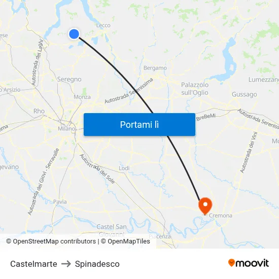 Castelmarte to Spinadesco map