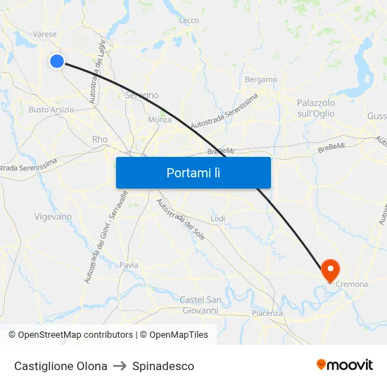 Castiglione Olona to Spinadesco map
