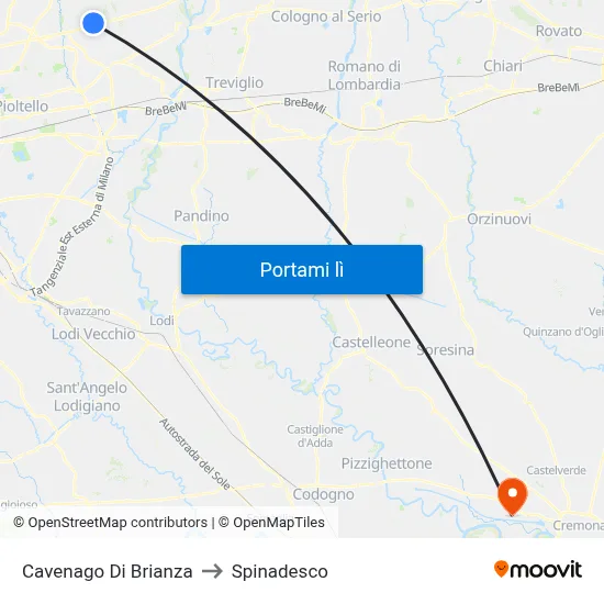 Cavenago Di Brianza to Spinadesco map