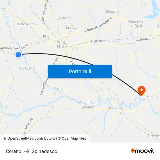 Cerano to Spinadesco map