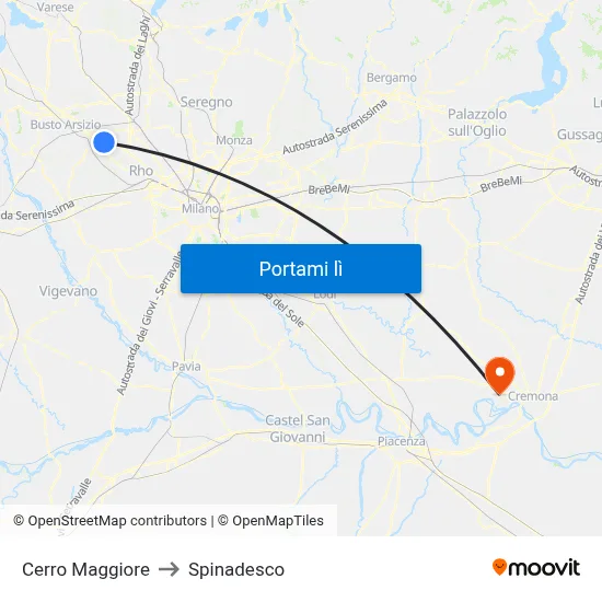 Cerro Maggiore to Spinadesco map