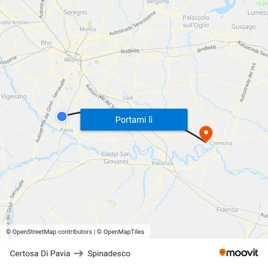 Certosa Di Pavia to Spinadesco map
