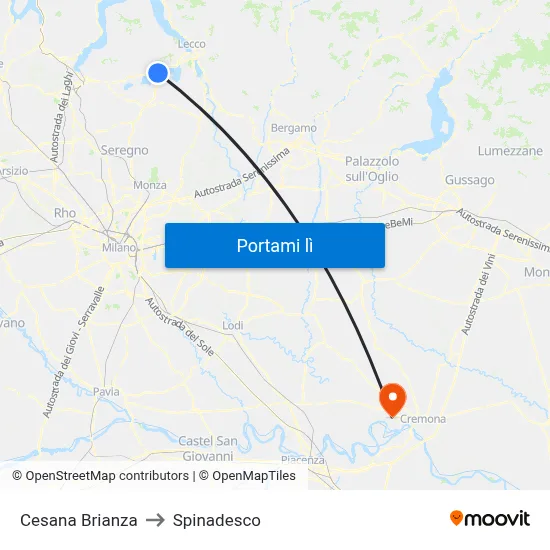 Cesana Brianza to Spinadesco map
