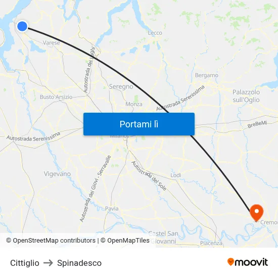 Cittiglio to Spinadesco map