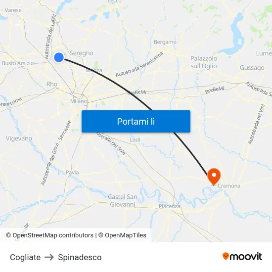 Cogliate to Spinadesco map