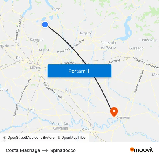 Costa Masnaga to Spinadesco map