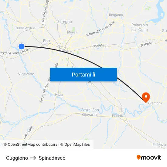 Cuggiono to Spinadesco map
