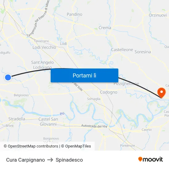 Cura Carpignano to Spinadesco map