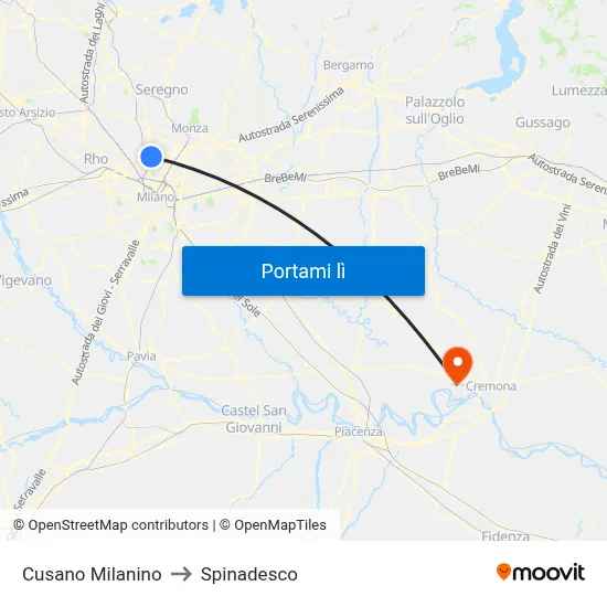Cusano Milanino to Spinadesco map