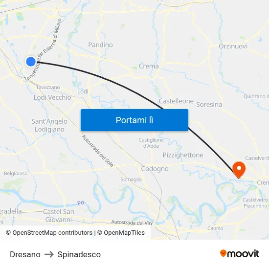 Dresano to Spinadesco map
